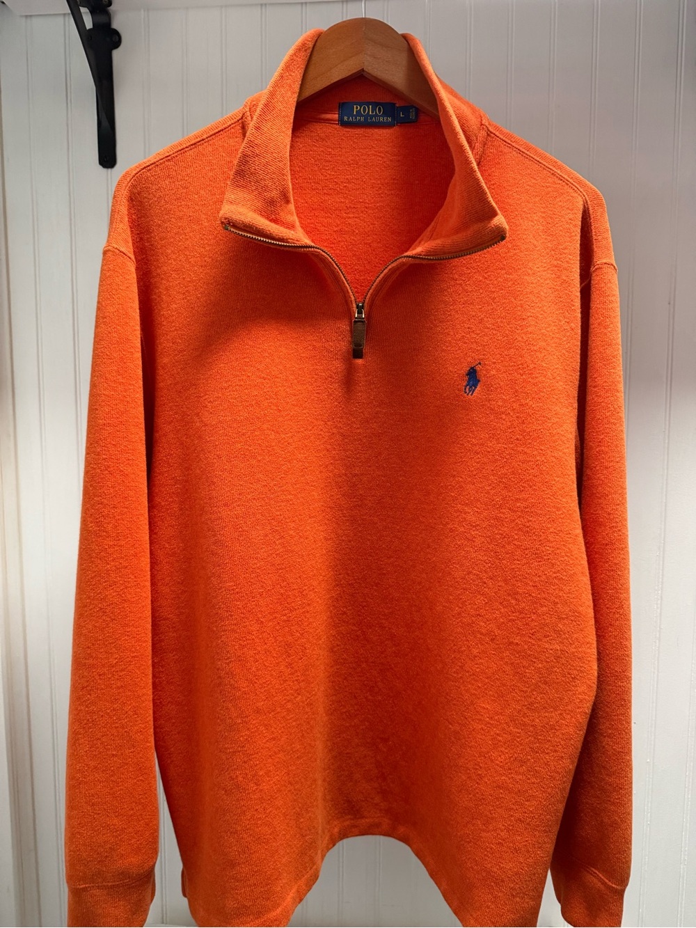 Polo by Ralph Lauren Bright Orange Quarter-Zip Sweater L 48 chest